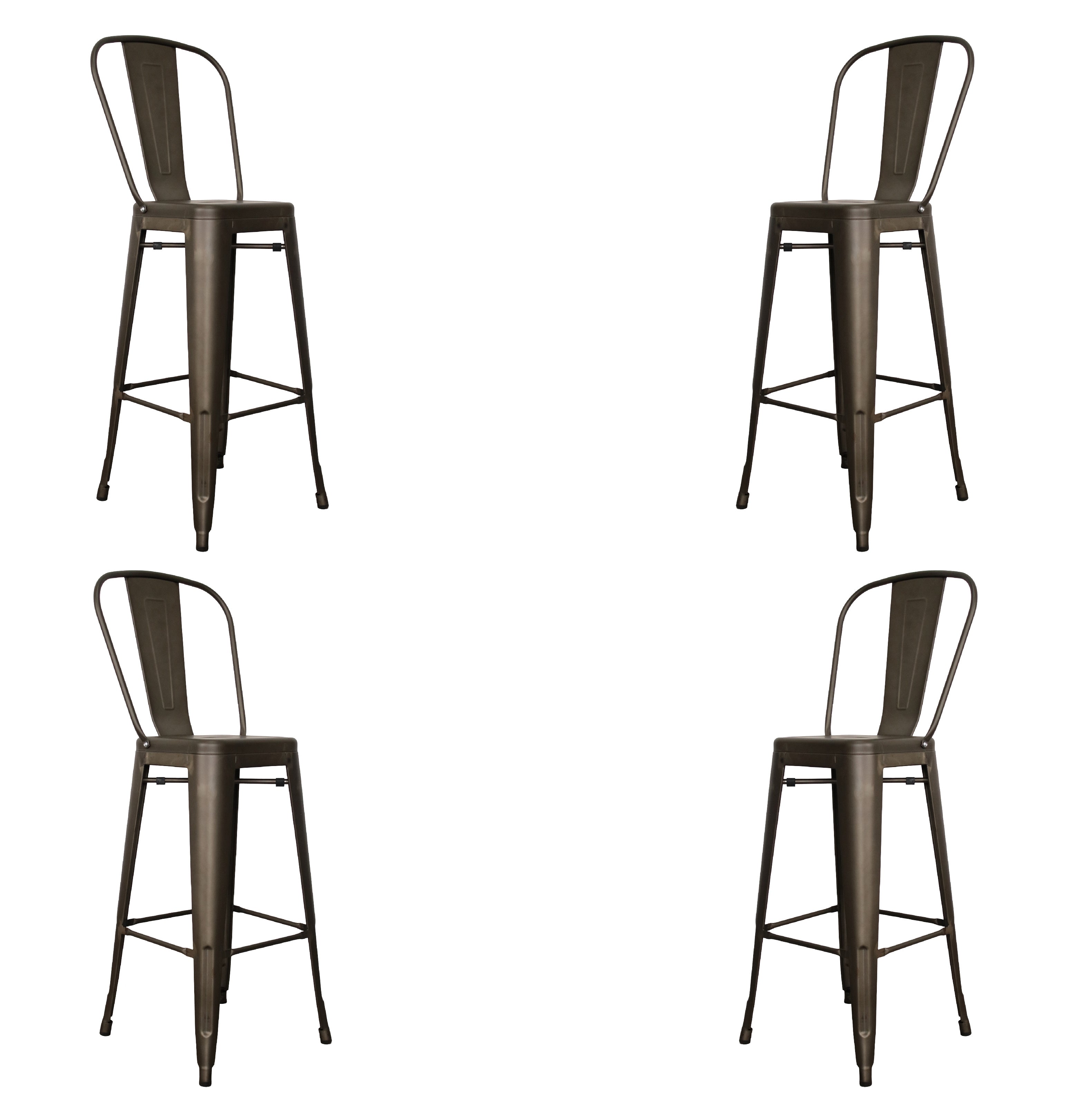 Paquete de 4 Bancos Réplica Tolix Café