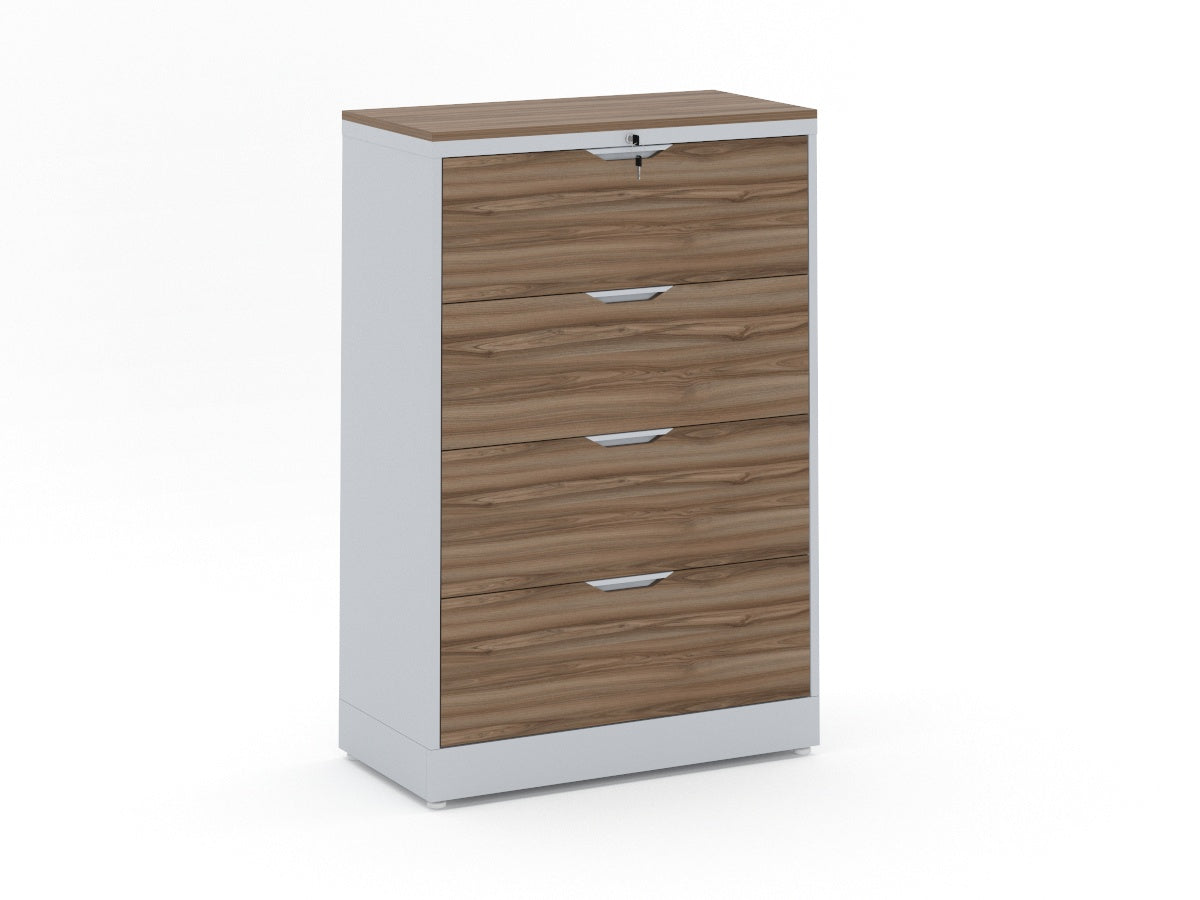 Archivero Horizontal 4C Metálico Gris con Frente y Cubierta en LP