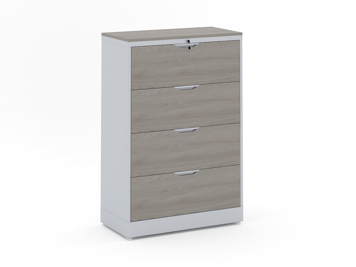 Archivero Horizontal 4C Metálico Gris con Frente y Cubierta en LP