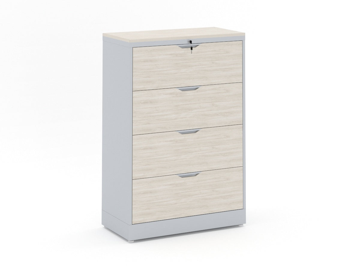 Archivero Horizontal 4C Metálico Gris con Frente y Cubierta en LP