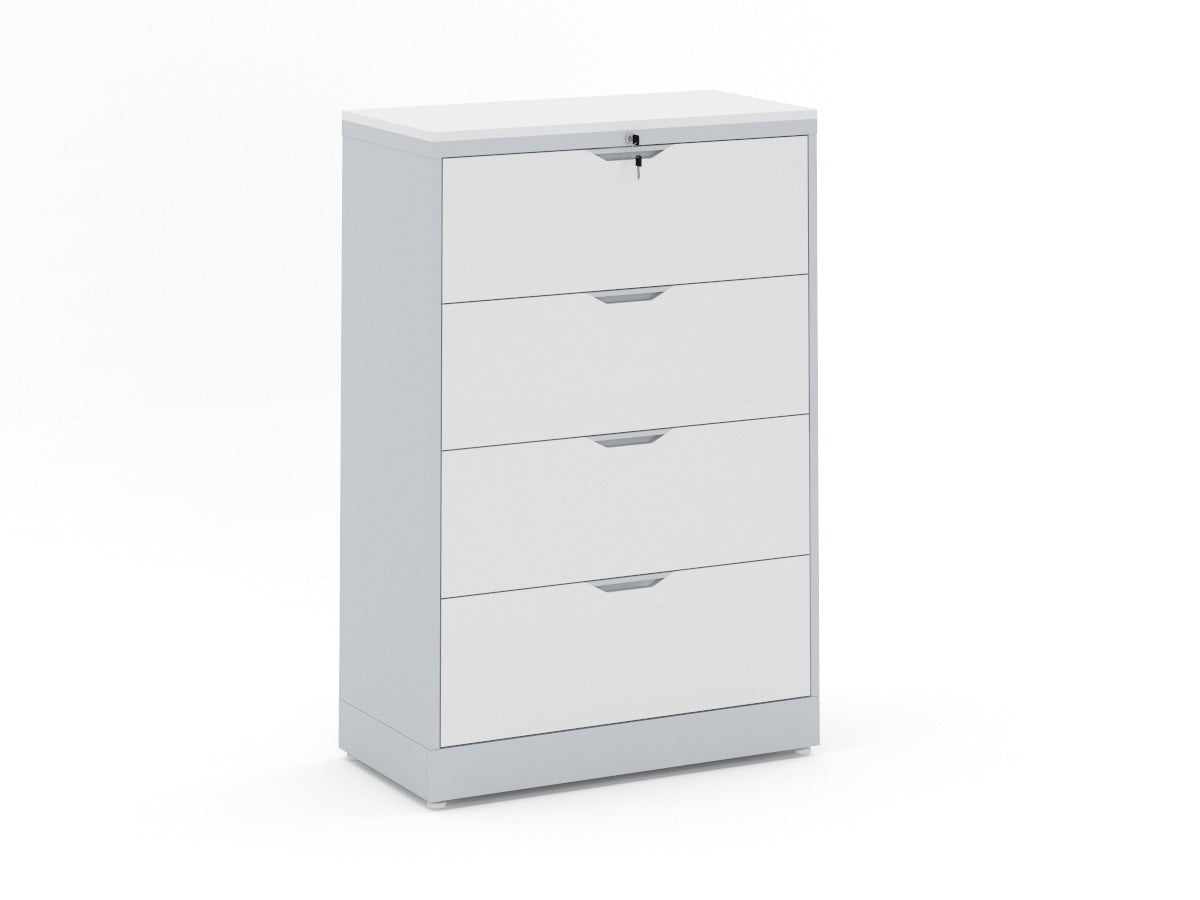 Archivero Horizontal 4C Metálico Gris con Frente y Cubierta en LP