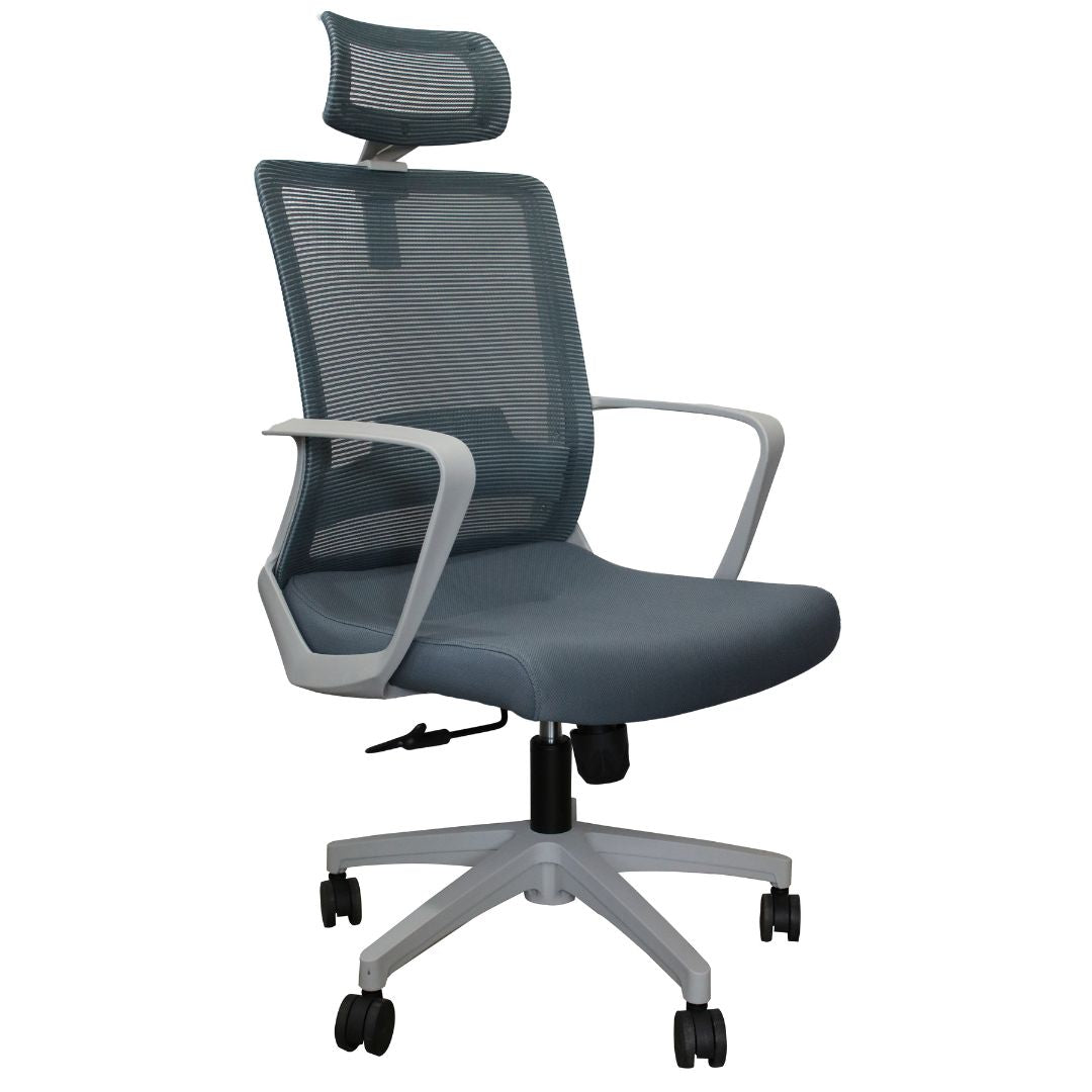 Silla Directiva Aura Gris, Con Cabecera