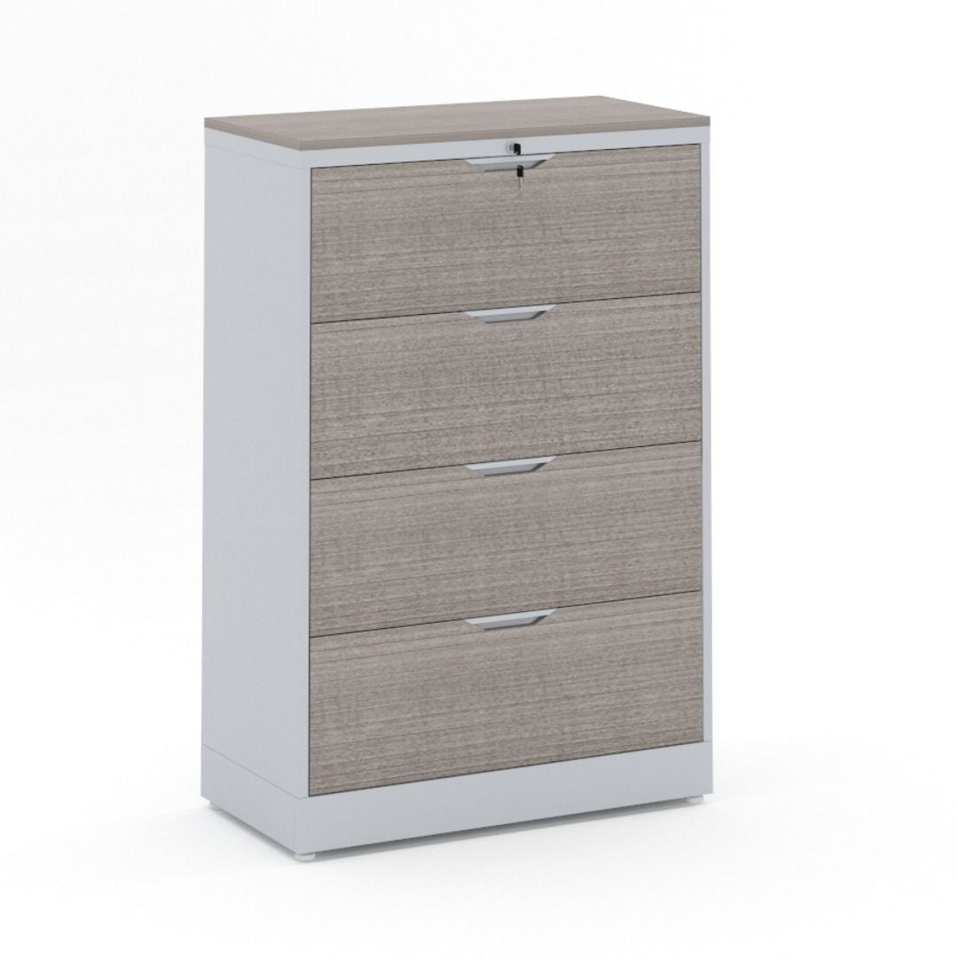 Archivero Horizontal 4C Metálico Gris con Frente y Cubierta en LP